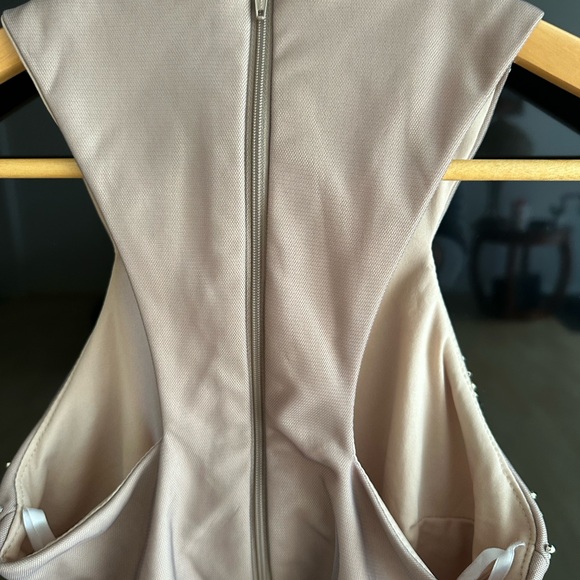 Blondie Nites Beaded Mesh Crop Top Nude Champagne Crystal Embellished Small USA - Picture 3 of 4